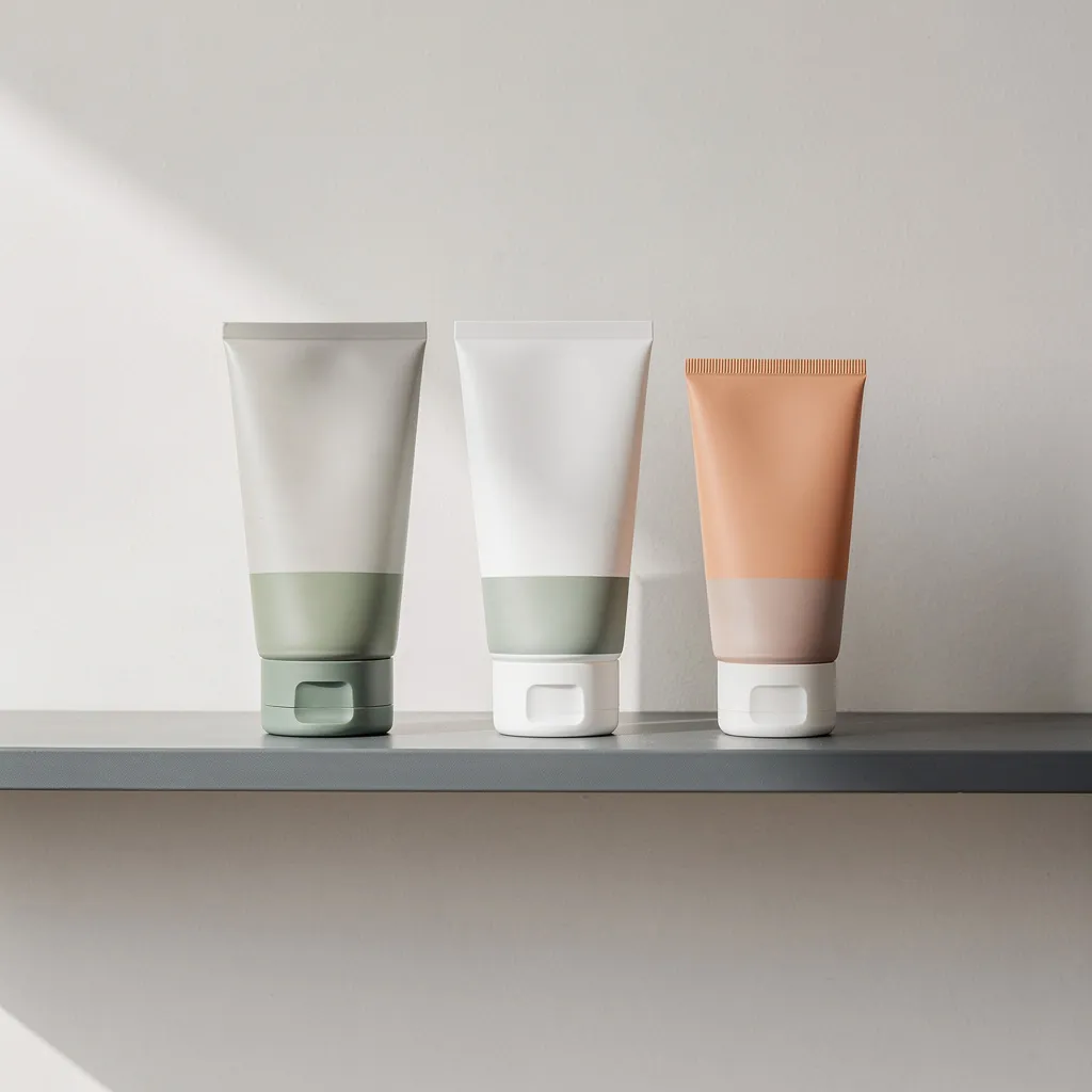 Simple shelf with cleanser moisturizer and sunscreen
