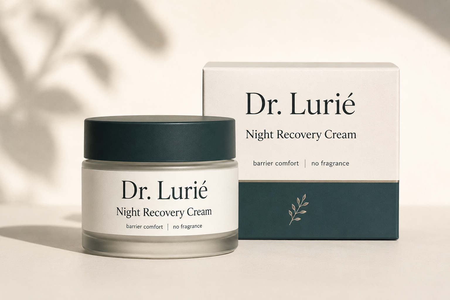 Dr. Lurié Night Recovery Cream jar and carton mockup